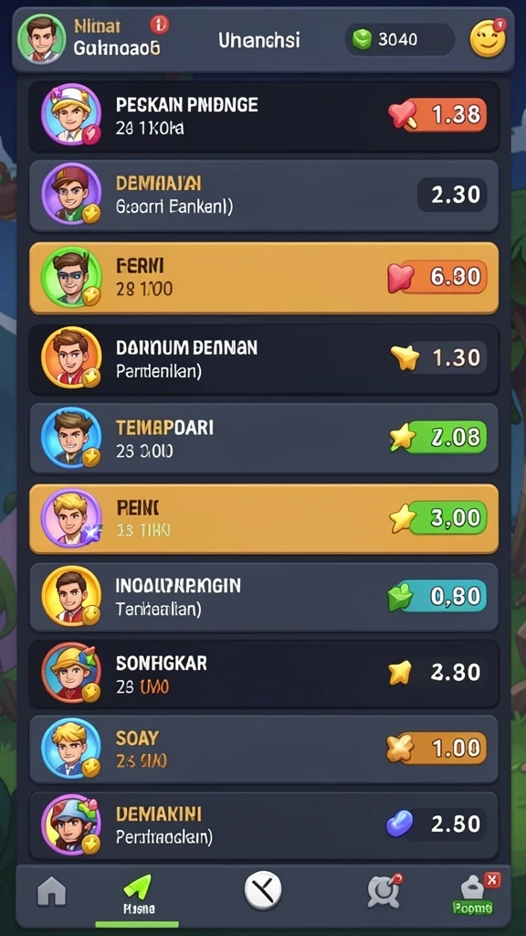 Tampilan karakter yang penuh warna dan menarik.