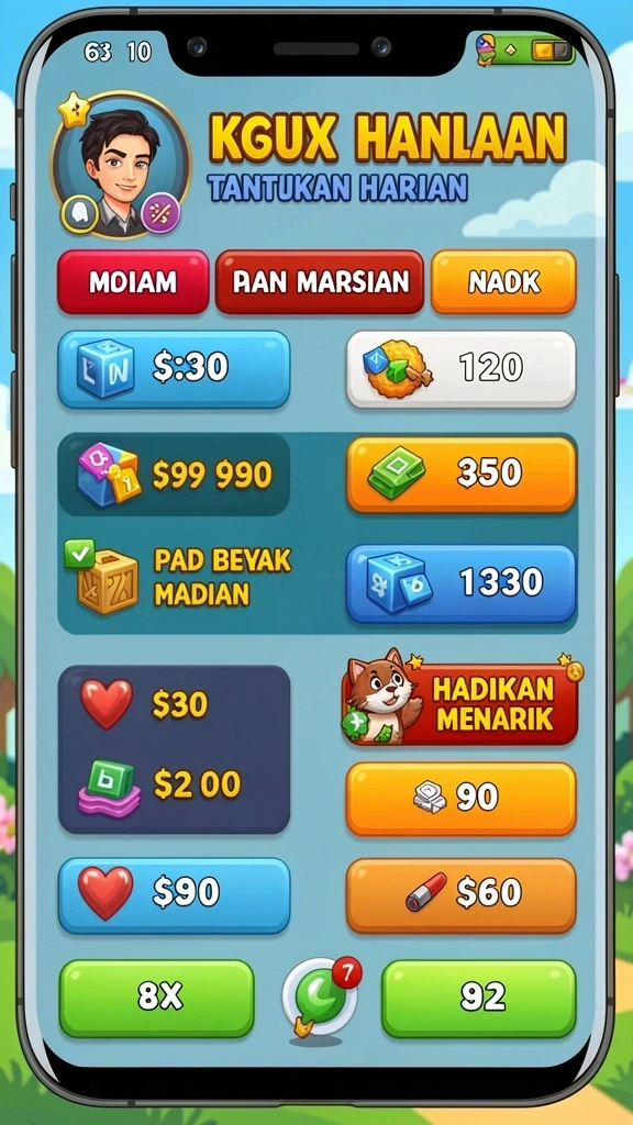 Tampilan karakter utama yang menawan dalam petualangan.