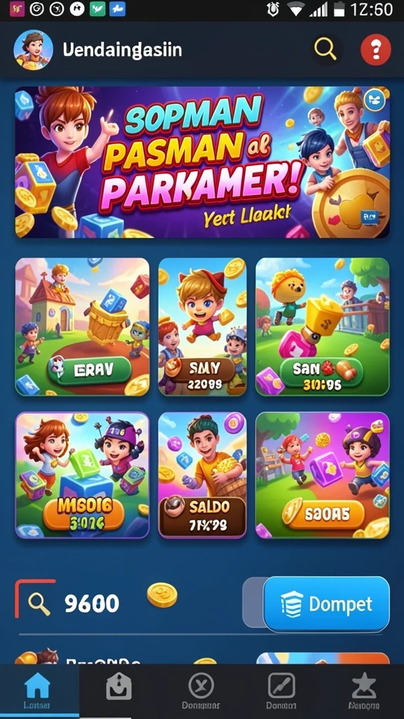 Tampilan antarmuka QGLUCKY yang menarik.
